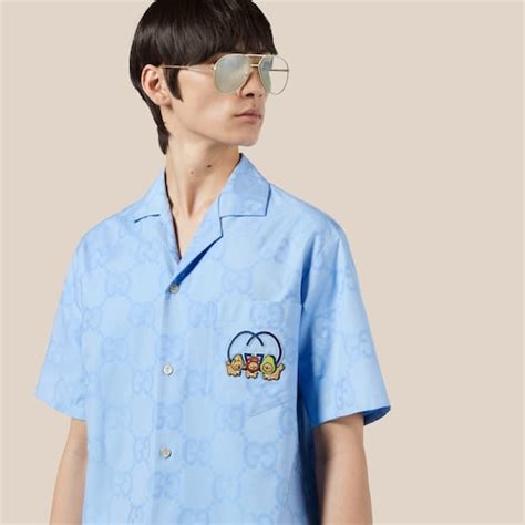 Gucci Camicia da bowling in cotone jacquard jumbo GG